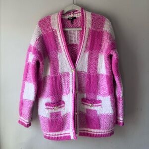 MAJE MY SQUARE PINK AND WHITE CARDIGAN SIZE 1/Small